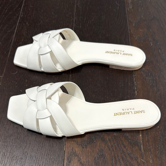 Saint Laurent White Slide Sandals - Picture 2 of 8